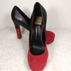 Dolce Vita Red Black Platform 5 Inch Heels 7.5M